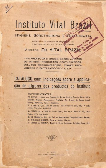 Catálogo com indicações sobre a applicação de alguns productos do Instituto (1920)