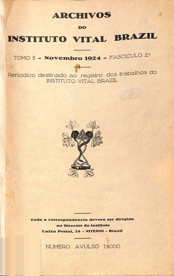 Archivos do Instituto Vital Brazil, Volume 2, Número 2, Publicado:1924