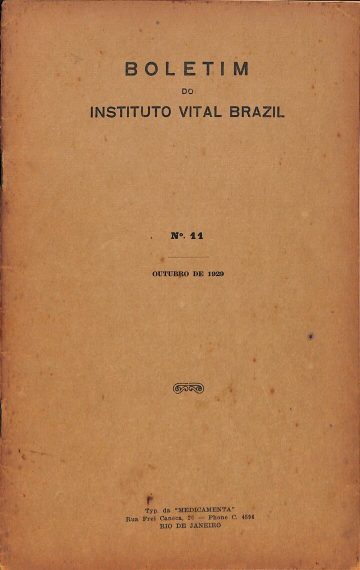 Boletim do Instituto Vital Brazil, Número 11, Publicado:1929