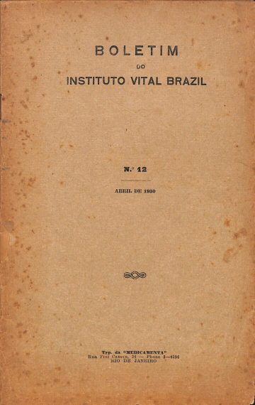 Boletim do Instituto Vital Brazil, Número 12, Publicado:1930