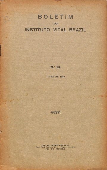Boletim do Instituto Vital Brazil, Número 13, Publicado:1930