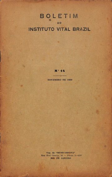 Boletim do Instituto Vital Brazil, Número 14, Publicado:1930
