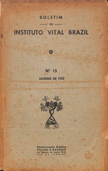 Boletim do Instituto Vital Brazil, Número 15, Publicado:1933