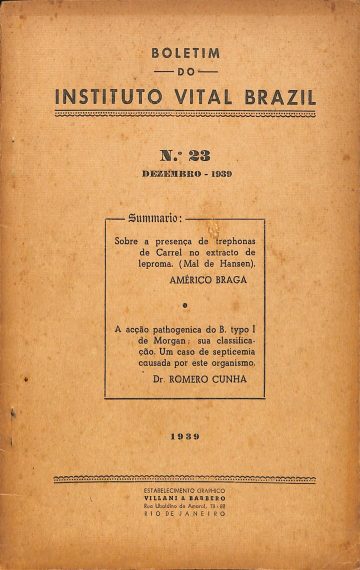 Boletim do Instituto Vital Brazil, Número 23, Publicado:1939