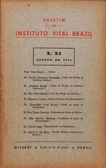 Boletim do Instituto Vital Brazil, Número 24, Publicado:1942