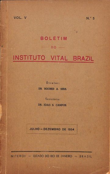 Boletim do Instituto Vital Brazil, Volume 5, Número 5, Publicado:1954