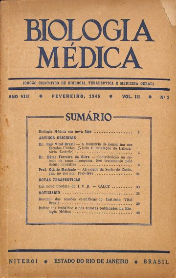 Biologia Médica, Ano 8, Volume 3, Número 1, Publicado:1945
