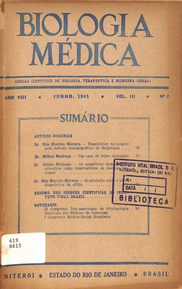 Biologia Médica, Ano 8, Volume 3, Número 2, Publicado:1945