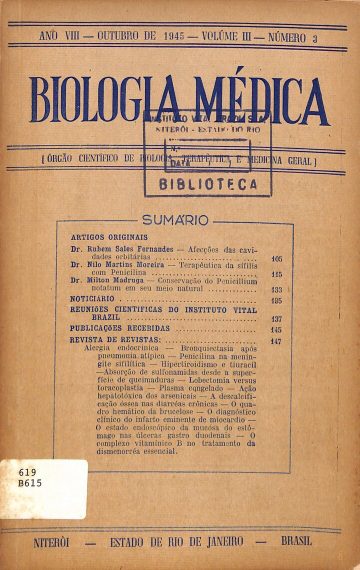 Biologia Médica, Ano 8, Volume 3, Número 3, Publicado:1945