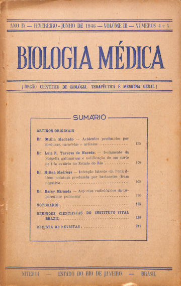 Biologia Médica, Ano 9, Volume 3, Número 4-5, Publicado:1946